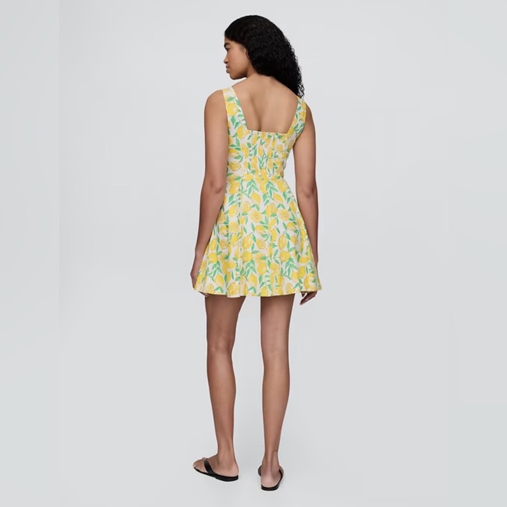 Gap Linen Blend Mini Dress in Spring Lemon Print - Picture 2 of 6